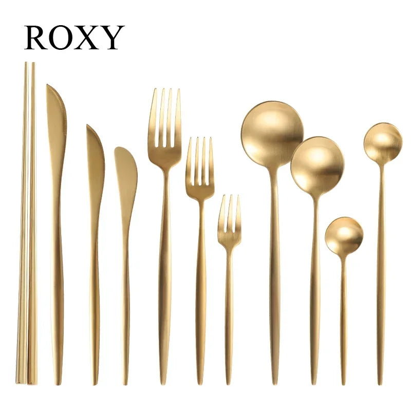 Matte Gold 18/10 Stainless Steel Luxury Cutlery Dinnerware