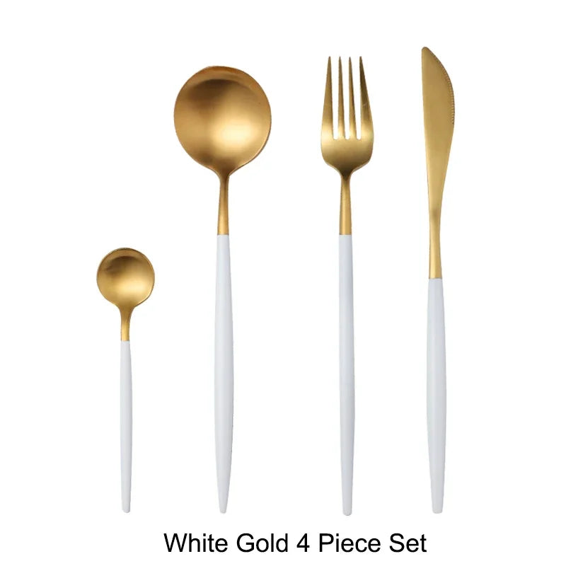 Matte Gold 18/10 Stainless Steel Luxury Cutlery Dinnerware