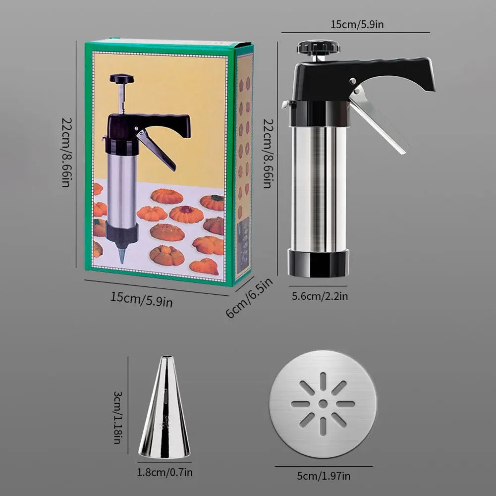 Cookie Press Gun and Icing Set Christmas Spritz Alloy Churro Maker With 4 Pastry Tip 20 Discs Biscuit Mold Tool Maker Machine