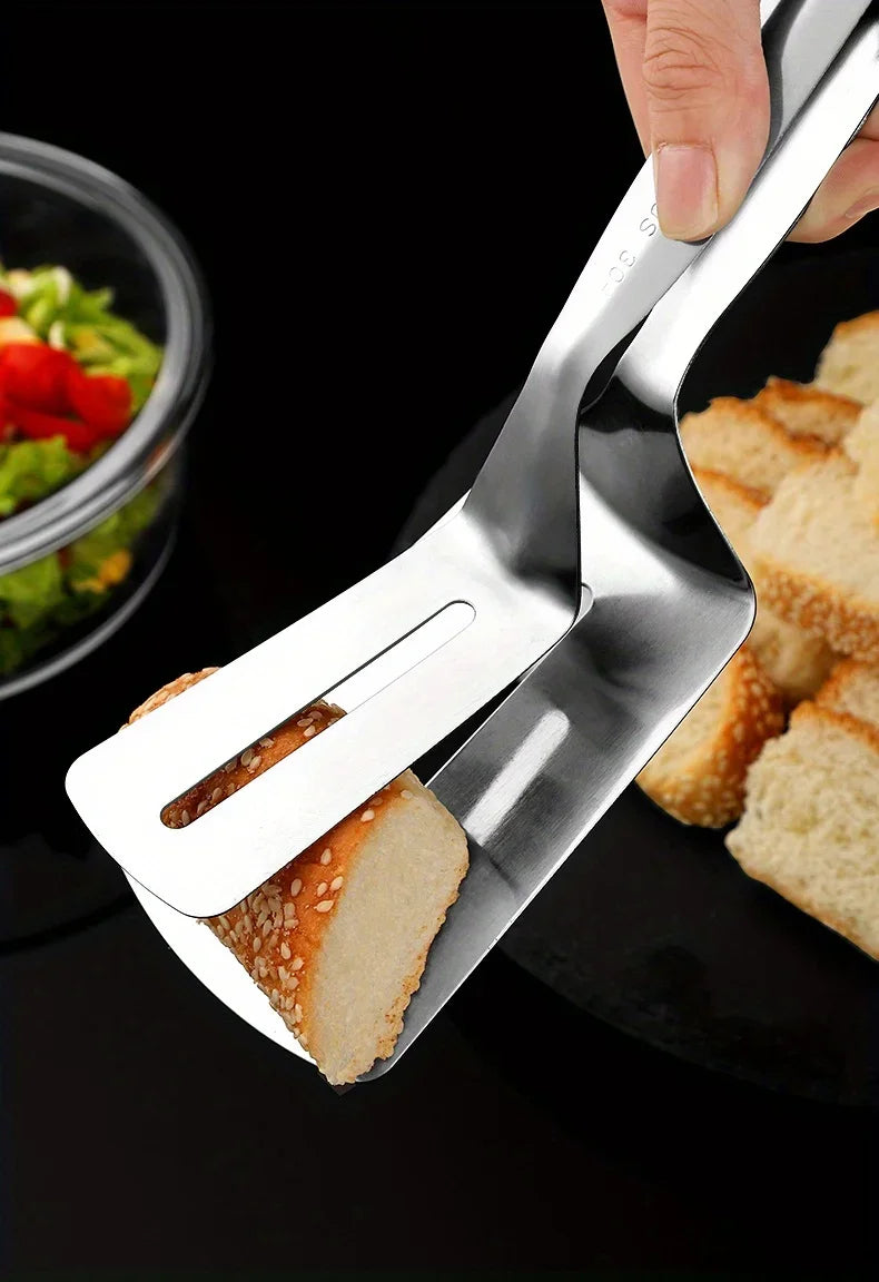 Multifunctional Food Tongs Stainless Steel BBQ Bread Clip Durable Frying Shovel Clip Fried Fish Shovel Household Kitchenware