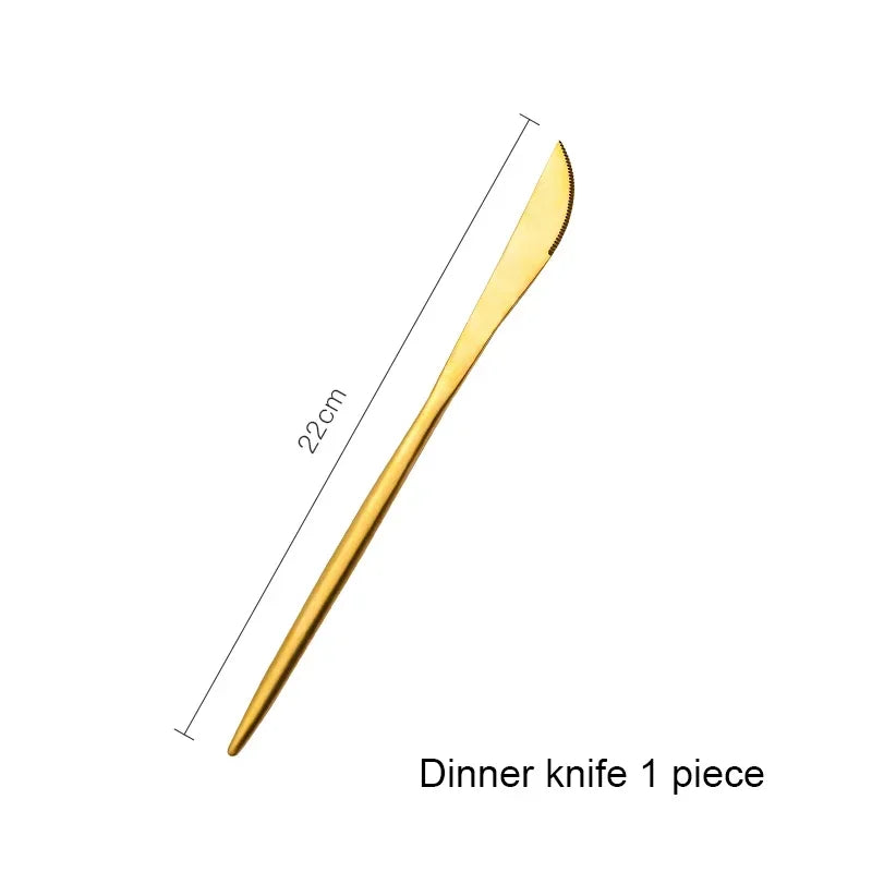 Matte Gold 18/10 Stainless Steel Luxury Cutlery Dinnerware