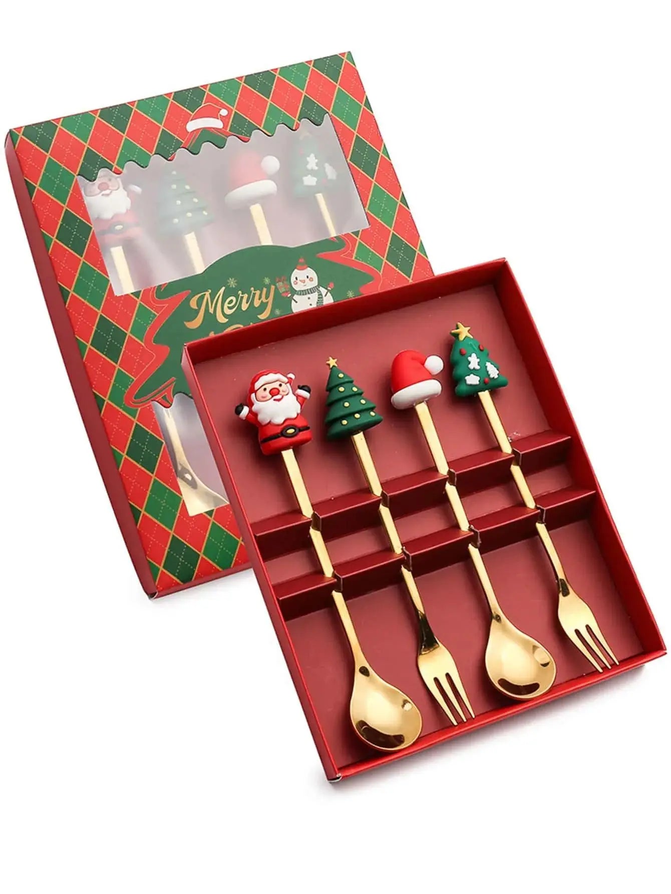 Christmas Spoon and Fork Set Stainless Steel Creative Tableware