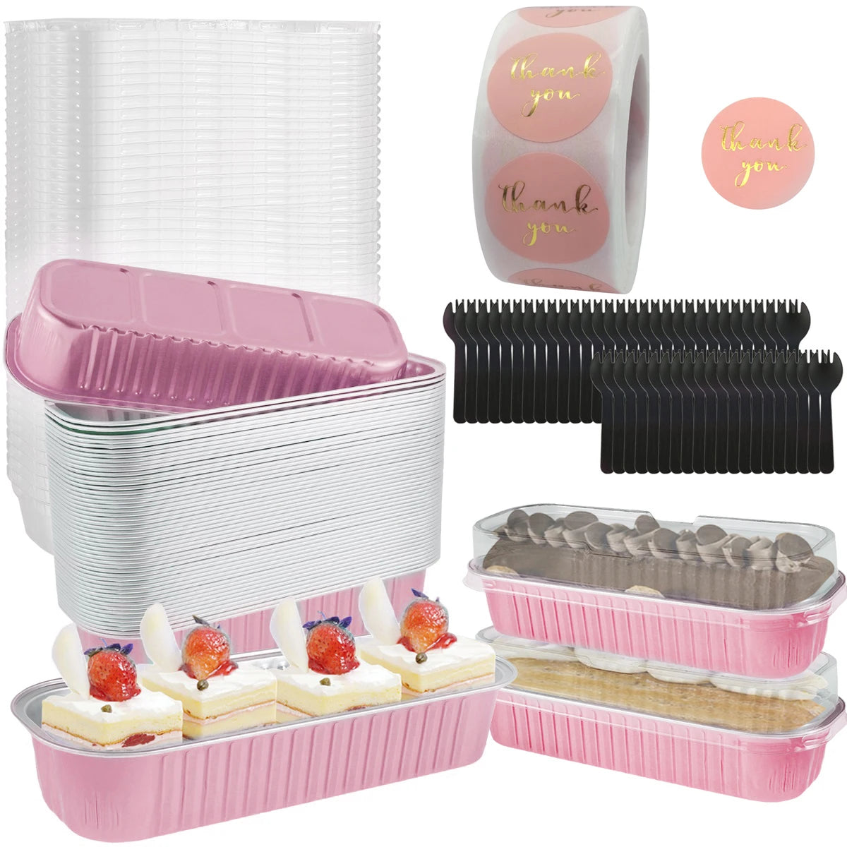 50Pcs Mini Loaf Pans with Lids and Spoons