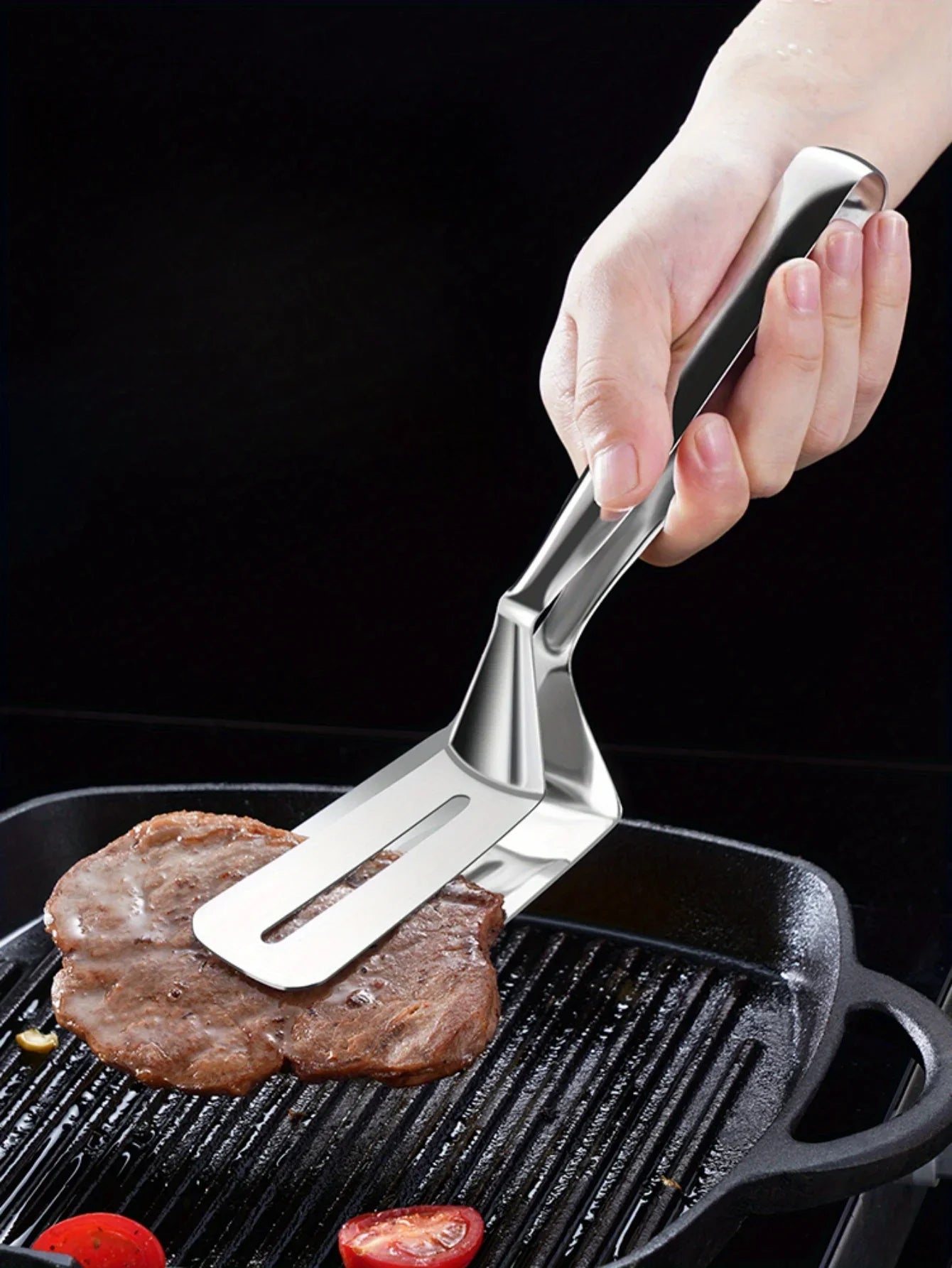 Multifunctional Food Tongs Stainless Steel BBQ Bread Clip Durable Frying Shovel Clip Fried Fish Shovel Household Kitchenware