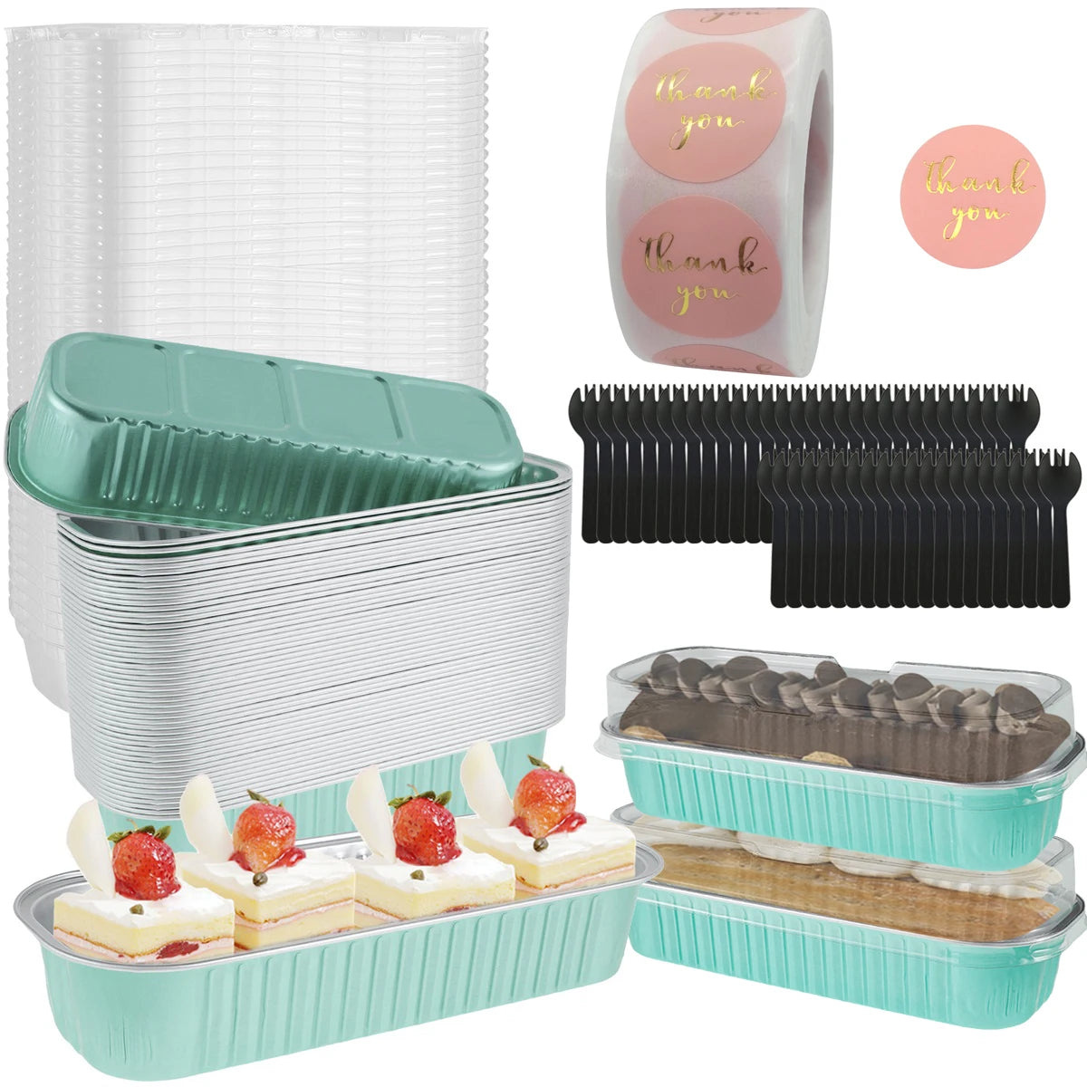 50Pcs Mini Loaf Pans with Lids and Spoons