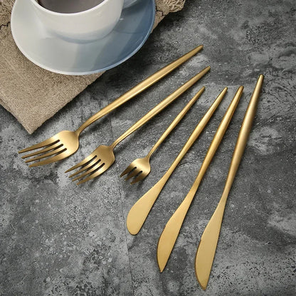 Matte Gold 18/10 Stainless Steel Luxury Cutlery Dinnerware