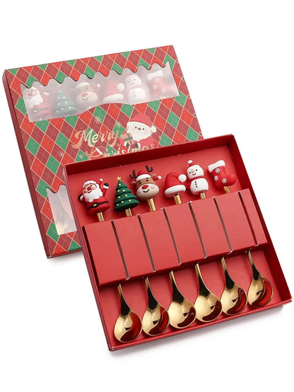 Christmas Spoon and Fork Set Stainless Steel Creative Tableware