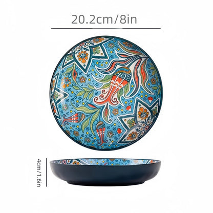 Bohemian Ceramic Plate Home Creative Round Food Plate