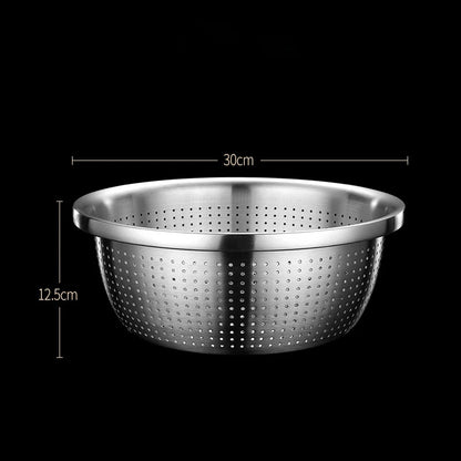 Stainless Steel Drain Basket Colander Round Rice Cleaning Sieve