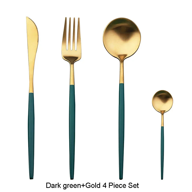 Matte Gold 18/10 Stainless Steel Luxury Cutlery Dinnerware