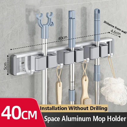 Mop and Broom Organizer Holder Rack