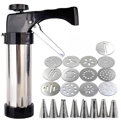 Cookie Press Gun and Icing Set Christmas Spritz Alloy Churro Maker With 4 Pastry Tip 20 Discs Biscuit Mold Tool Maker Machine