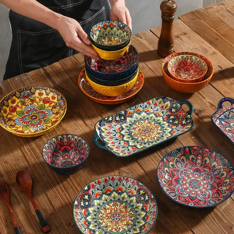 Bohemian Style Creative Ceramic Tableware Set