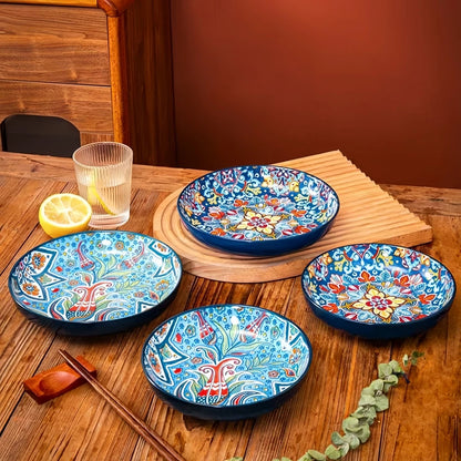 Bohemian Ceramic Plate Home Creative Round Food Plate