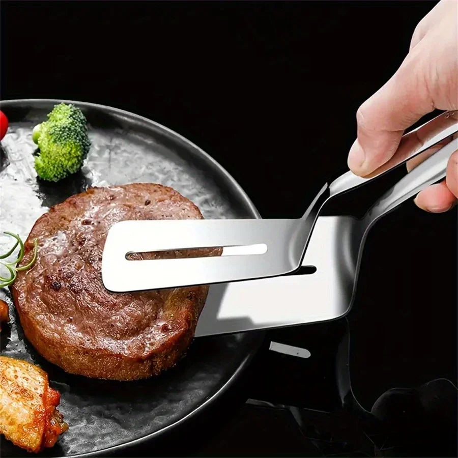 Multifunctional Food Tongs Stainless Steel BBQ Bread Clip Durable Frying Shovel Clip Fried Fish Shovel Household Kitchenware