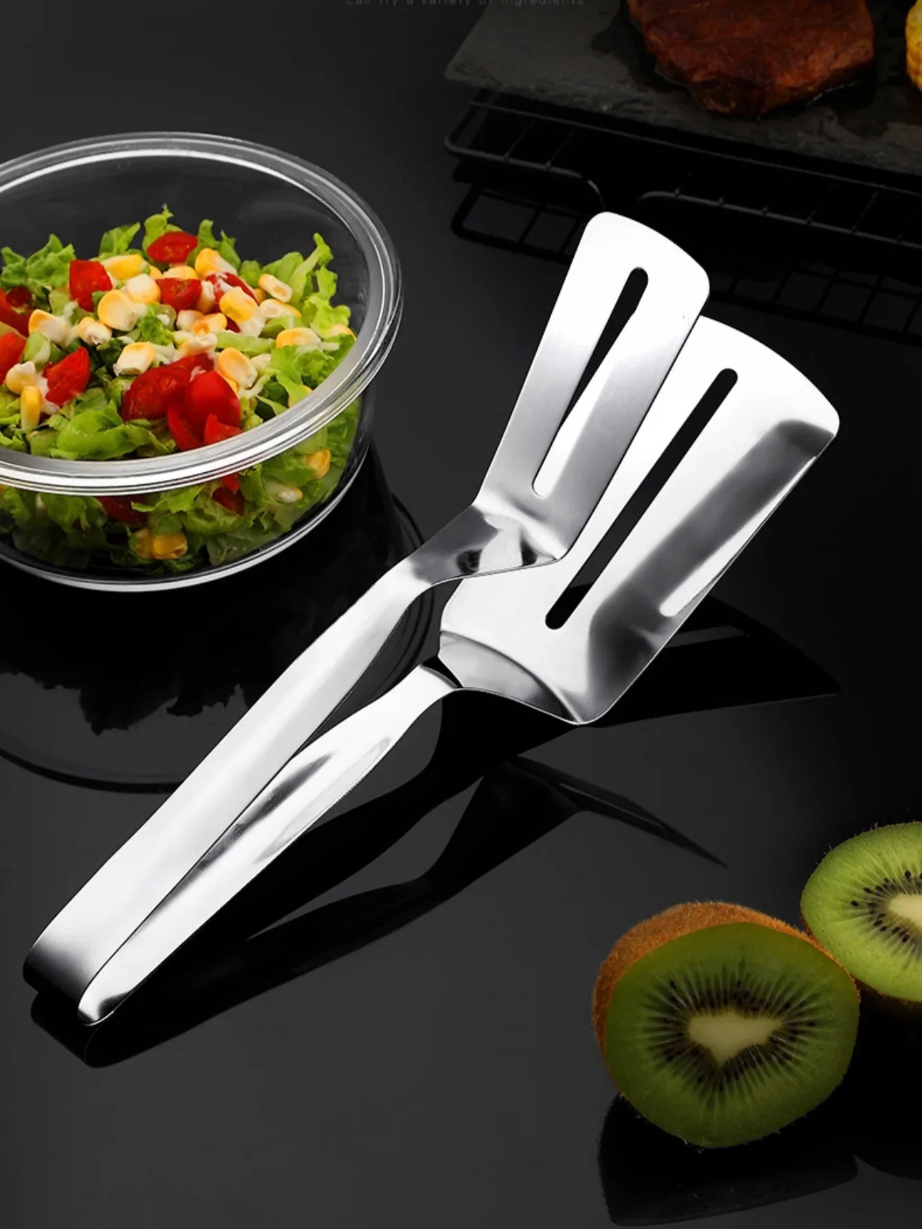 Multifunctional Food Tongs Stainless Steel BBQ Bread Clip Durable Frying Shovel Clip Fried Fish Shovel Household Kitchenware