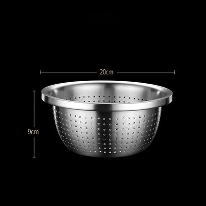 Stainless Steel Drain Basket Colander Round Rice Cleaning Sieve