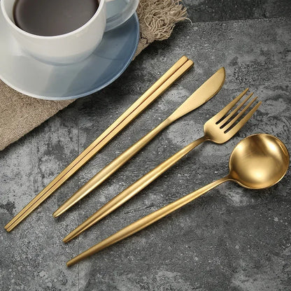 Matte Gold 18/10 Stainless Steel Luxury Cutlery Dinnerware