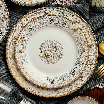 2pcs/set, 8+10 inch, bone china dinner set plates and dishes, ceramic buffet dishes for party, porcelain plate chargers, party