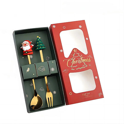 Christmas Spoon and Fork Set Stainless Steel Creative Tableware