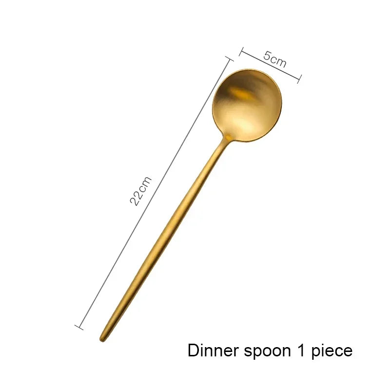 Matte Gold 18/10 Stainless Steel Luxury Cutlery Dinnerware