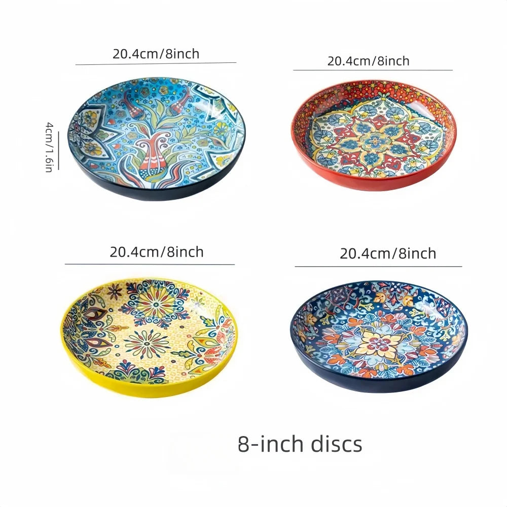 Bohemian Ceramic Plate Home Creative Round Food Plate