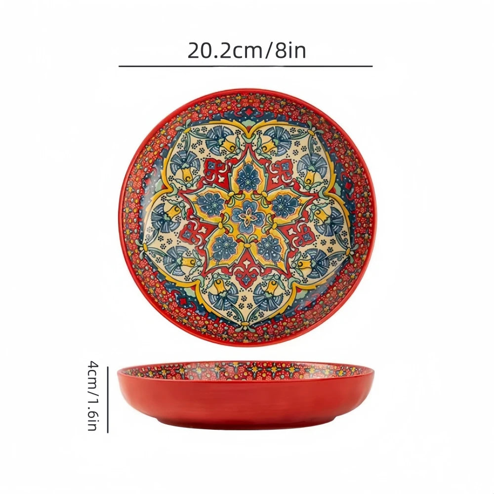 Bohemian Ceramic Plate Home Creative Round Food Plate