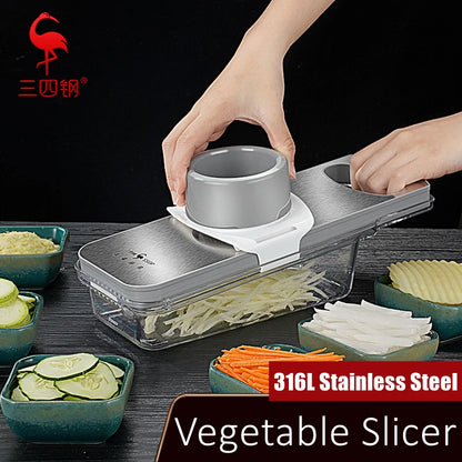 Anti-bacterial Magic Chopper 316L Stainless Steel Vegetable Slicer