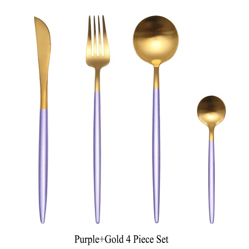 Matte Gold 18/10 Stainless Steel Luxury Cutlery Dinnerware