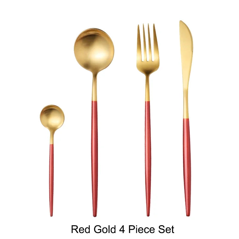 Matte Gold 18/10 Stainless Steel Luxury Cutlery Dinnerware