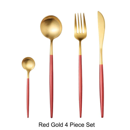 Matte Gold 18/10 Stainless Steel Luxury Cutlery Dinnerware