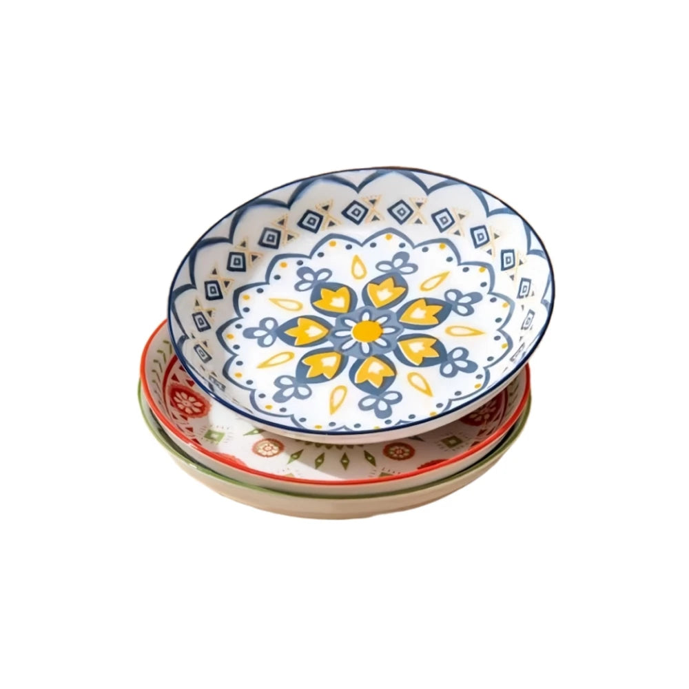 Bohemian Ceramic Plate Home Creative Round Food Plate