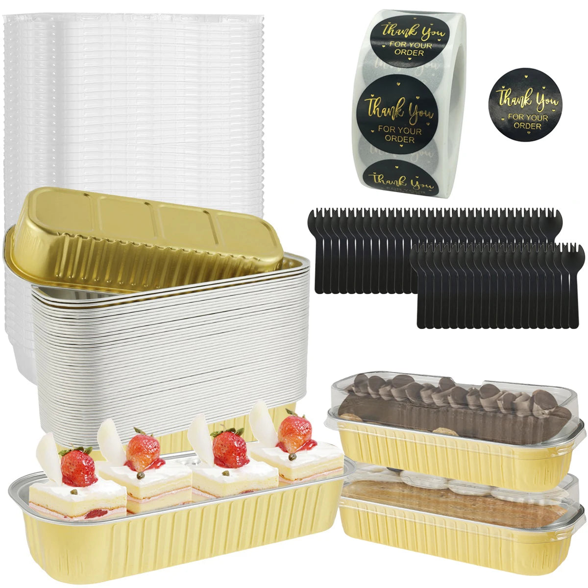 50Pcs Mini Loaf Pans with Lids and Spoons