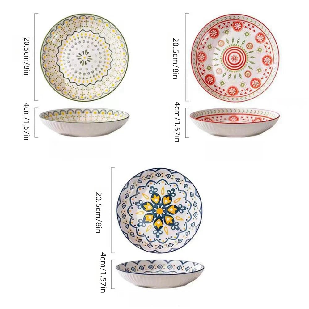 Bohemian Ceramic Plate Home Creative Round Food Plate