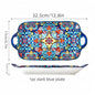 Bohemian style ceramic fish dish with handle: 12.8-inch rectangular dining table tray