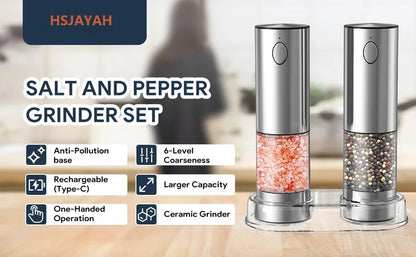 Electric Salt and Pepper Grinder Set