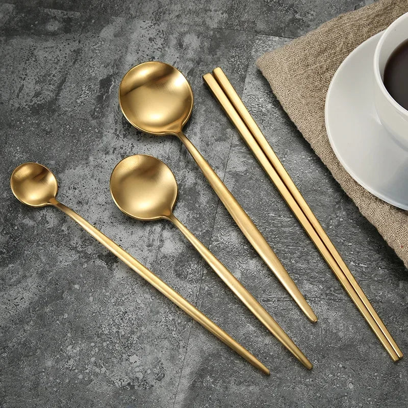 Matte Gold 18/10 Stainless Steel Luxury Cutlery Dinnerware